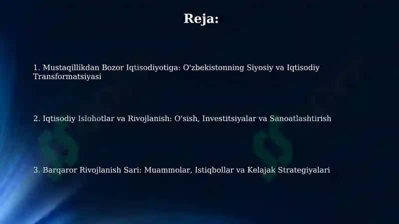 O'ZBEKISTON MUSTAQILLIGI VA IQTISODIY RIVOJLANISH 2