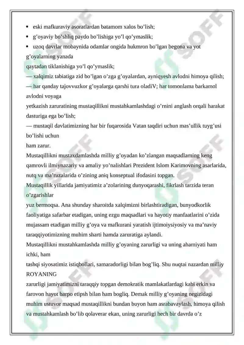O’ZBEKISTON MUSTAQILLIGINI MUSTAHKAMLASHDA MILLIY G’OYANING ZARURLIGI VA AHAMIYATI 2
