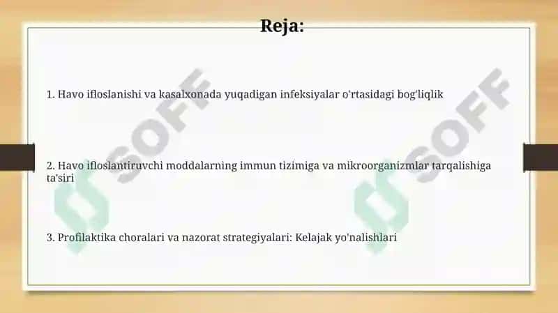 Kasalxonada yuqadigan infeksiyalar va havo ifloslanishi muammosi 2