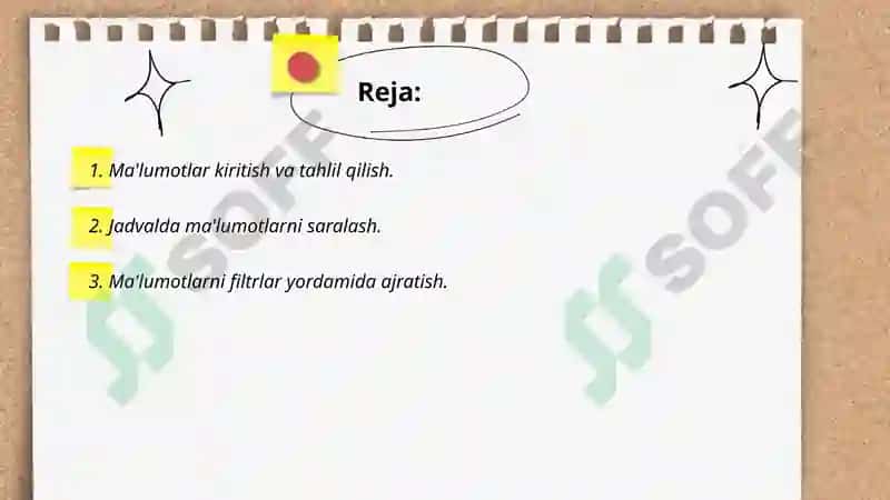 Iqtisodiy axborotlarni jadval redaktori vositalaridan foydalangan holda qayta ishlash dasturlari 2