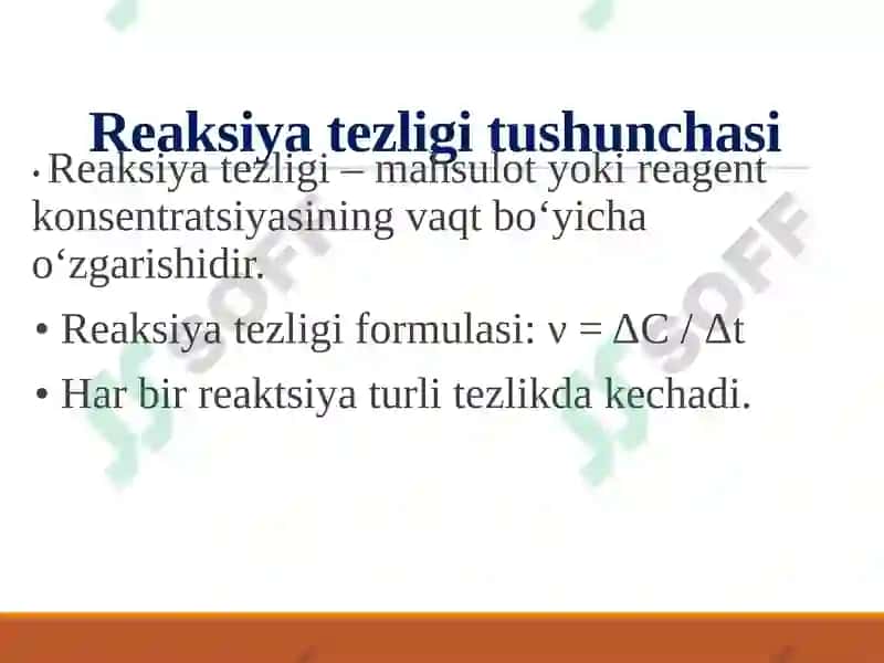 Reaksiya tezligi va unga ta’sir etuvchi omillar 2