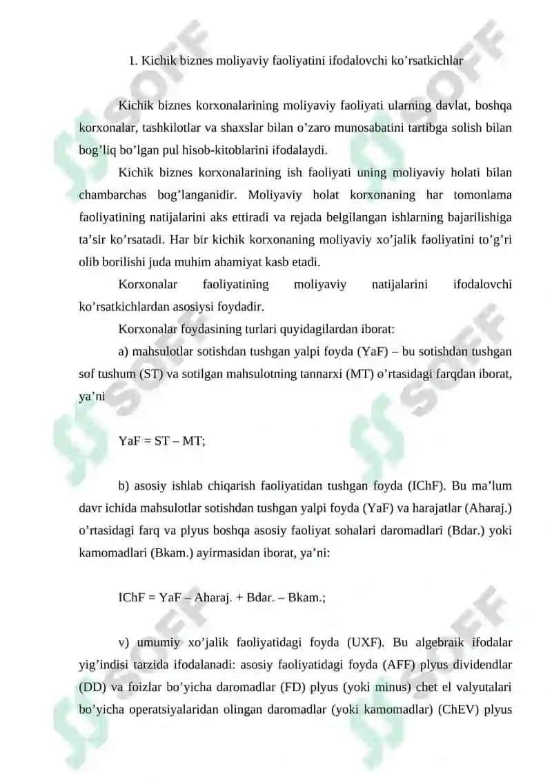 Kichik biznes moliyasi 2