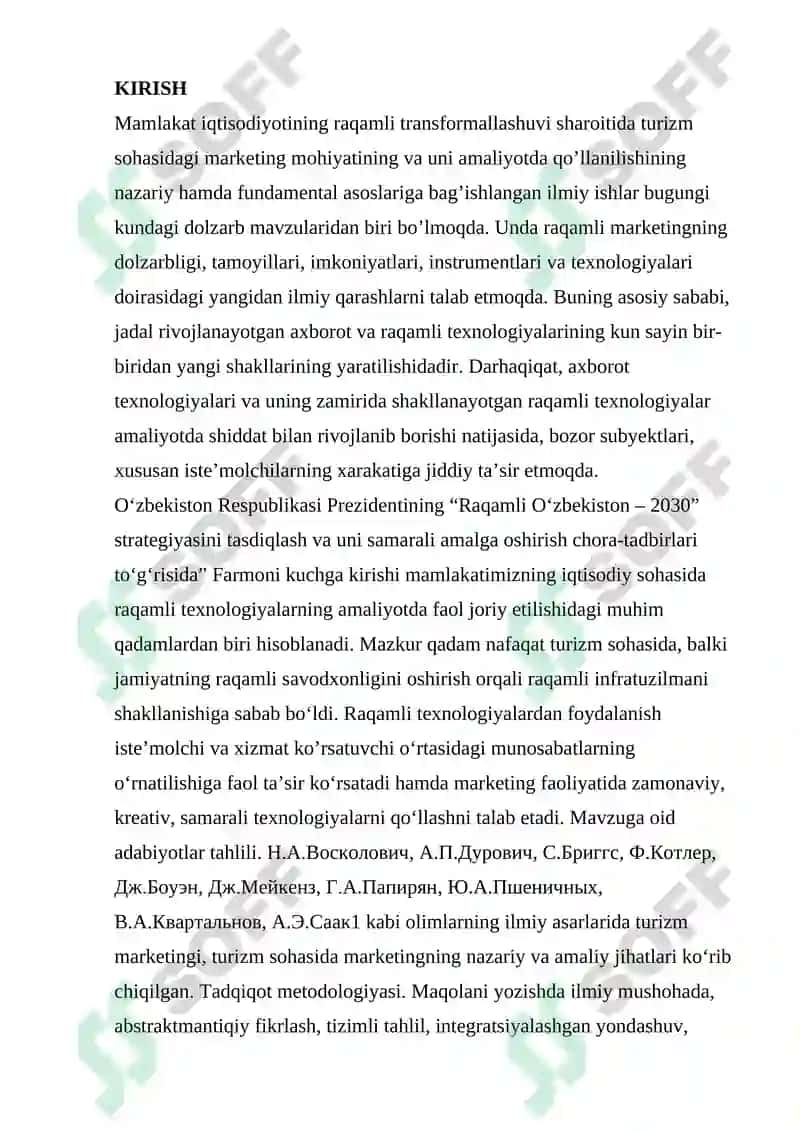Turizm sohasida marketing mixdan foydalanish 2