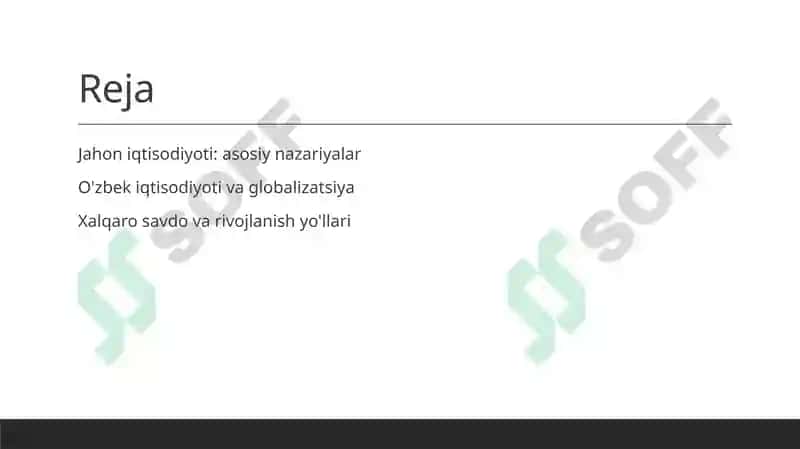 Jahon iqtisodiyoti: asosiy nazariyalar 2