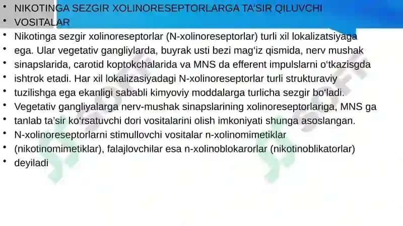 Nikotinga Sezgir Xolinoreseptorlarga Ta'sir Qiluvchi Vositalar 2