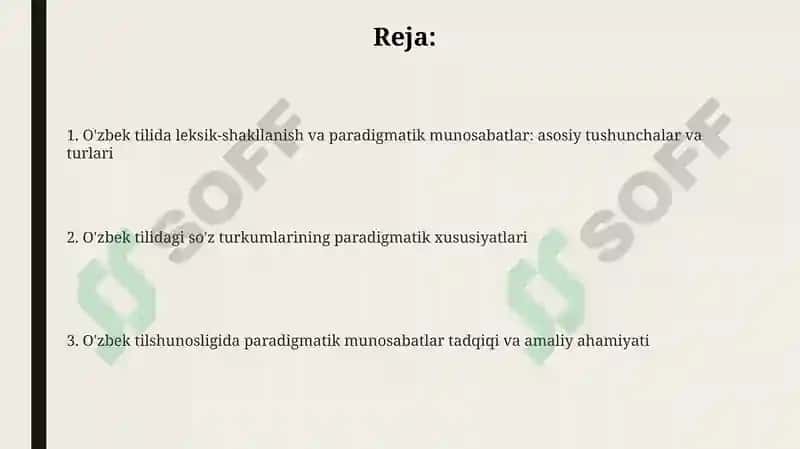 O'zbek tilida leksik-shakliy, paradigmatik munosabatlar 2