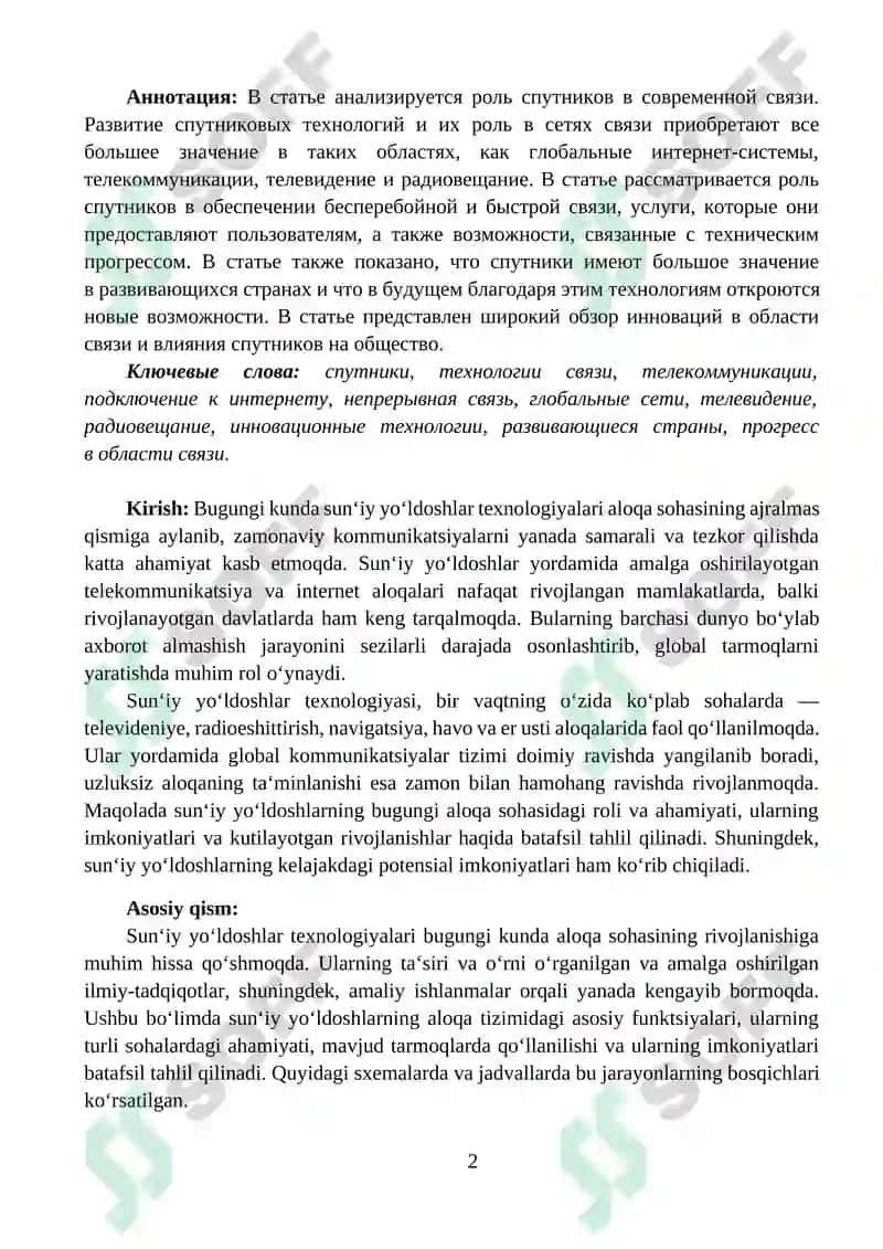 SU’NIY YO‘LDOSHLARNING BUGUNGI ALOQA SOHASIDAGI ROLI 2