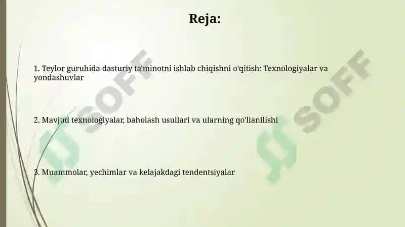 Teylor guruhida aplikatsiya qilishga o'rganish 2