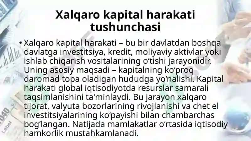 Xalqaro kapital harakati va investisiyalarga oid nazarya 2