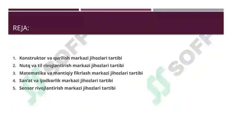 Maktabgacha ta’limda rivojlantiruvchi markazlarni jihozlarini tartibi 2