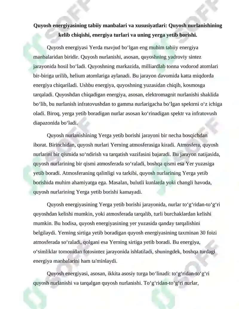 Quyosh energiyasini elektr energiyasiga aylantirish prinsi 2