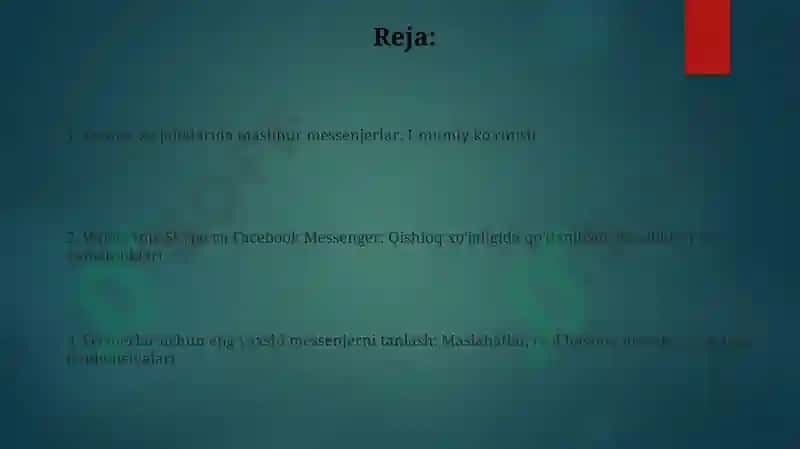 WhatsApp, Skype va Facebook Messenger: Qishloq xo'jaligida qo'llanishi, afzalliklari va kamchiliklari 2
