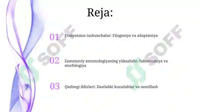 Entomologiya fanining rivojlanish tarixi, hasharotlar evolyutsiyasini tahlil etish 2