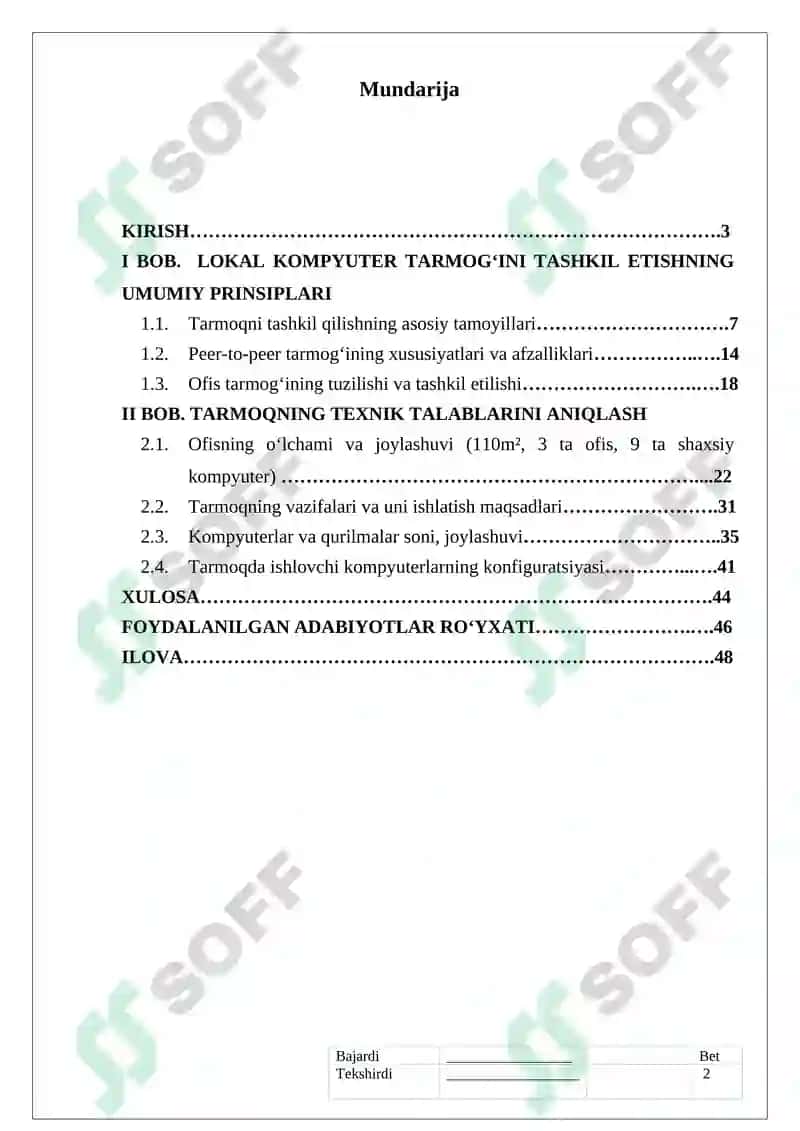 Tijorat tashkiloti uchun lokal kompyuter tarmogʻini ishlab chiqish 2