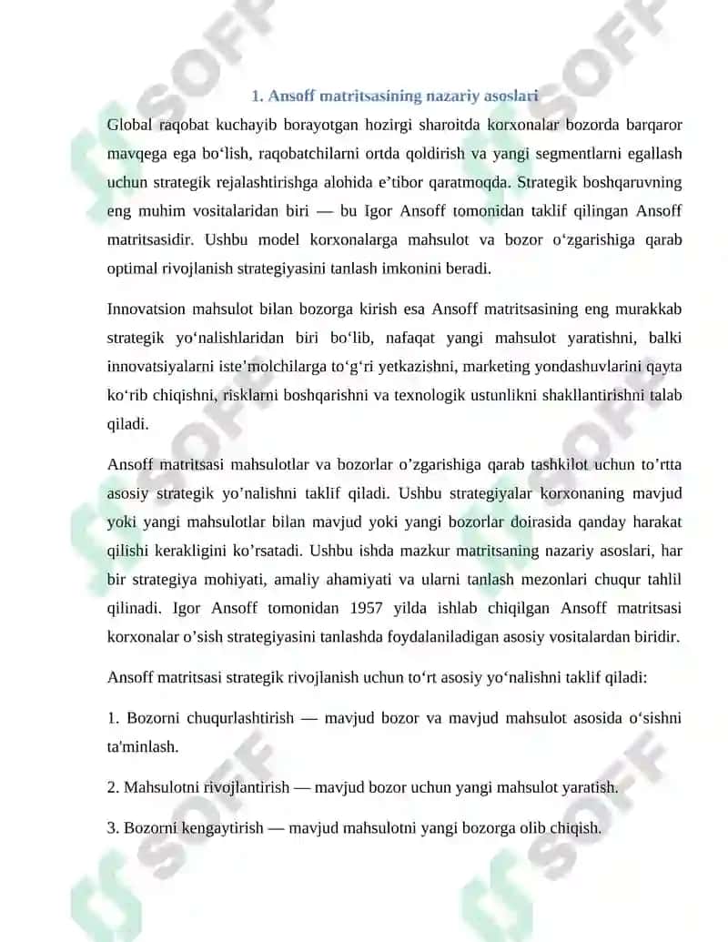 Ansoff matritsasi 2