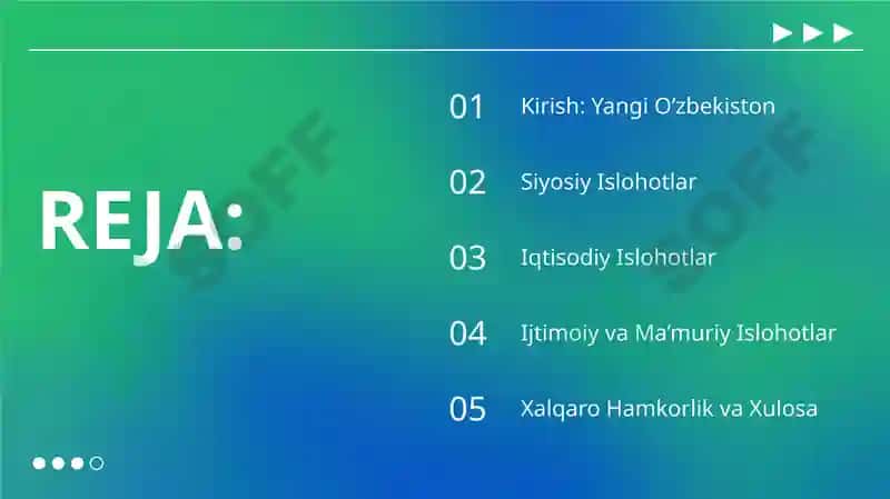 Yangi ozbekiston prezdenti sh. Mirziyayev  rahbarligi va tashabusi ostida amalga oshirilayotgan  isl 2