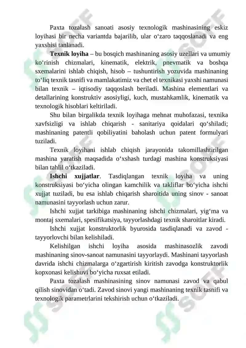 Texnologik mashinalarini loyihalashning umumiy masalalari 2
