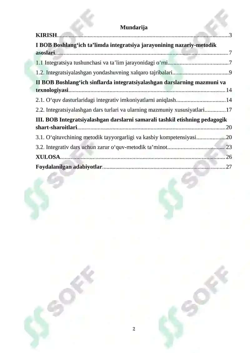Boshlanģich sinflarda integratsiyalashgan darslarni tashkil etishning pedagogik shart sharoitlar 2