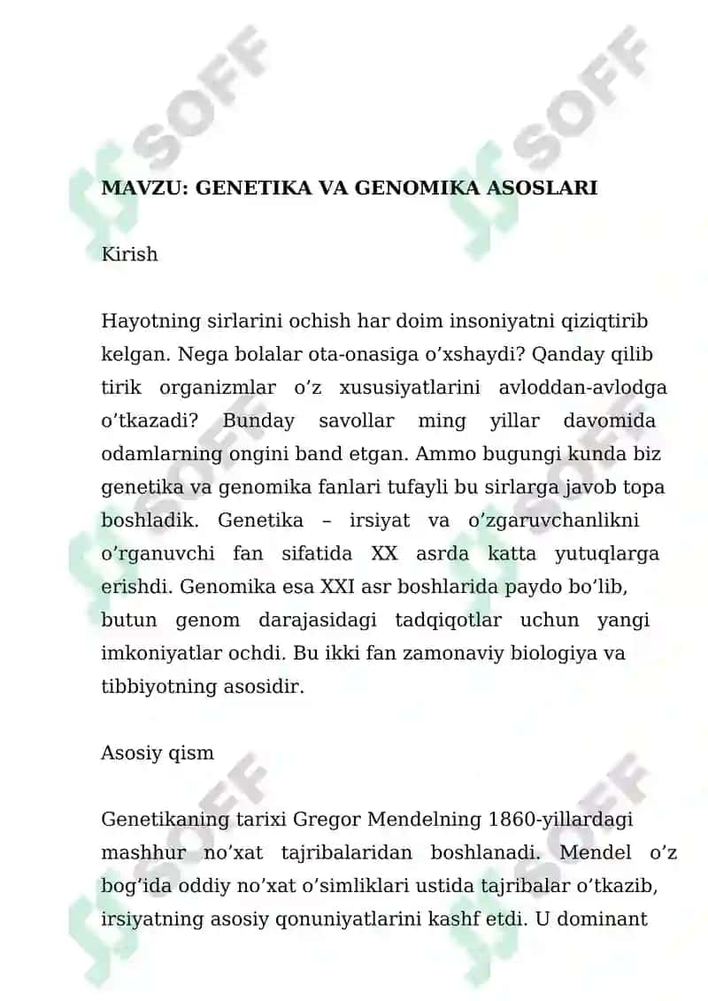GENETIKA VA GENOMIKA ASOSLARI 2
