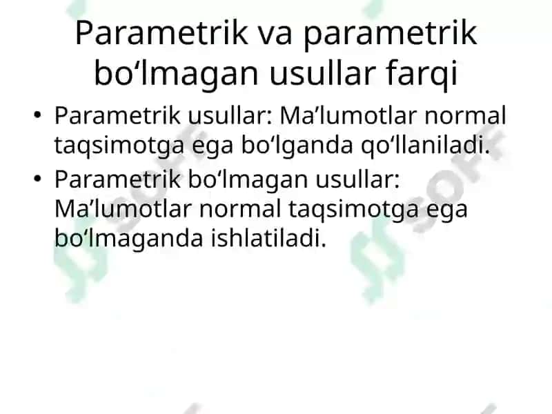 Parametrik bo‘lmagan usullar 2