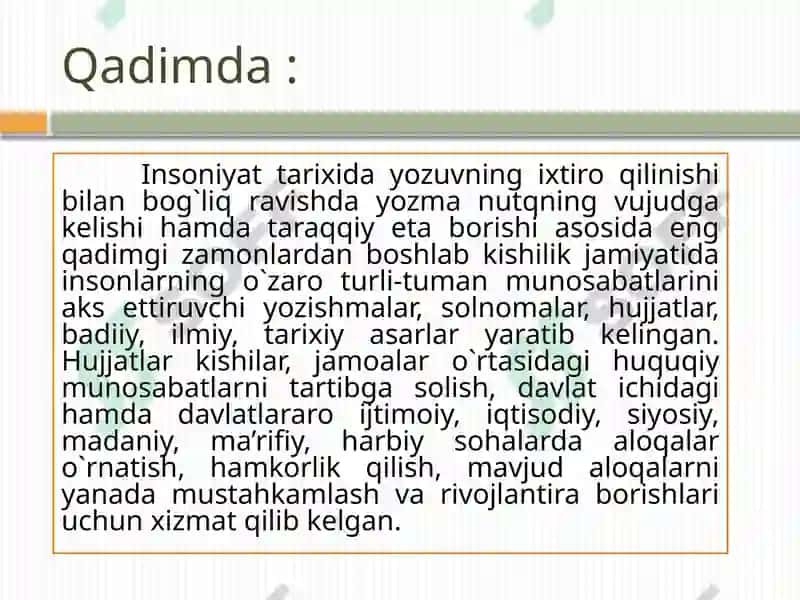 Hujjatchilik tarixi va uning shakllanib borishi 2