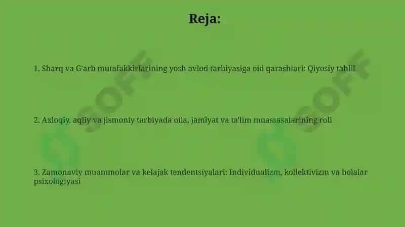 Sharq va G'arb mutafakkirlarining yosh avlodni tarbiyalashga oid qarashlari 2