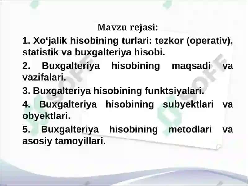 Buxgalteriya hisobifaniga kirish 2