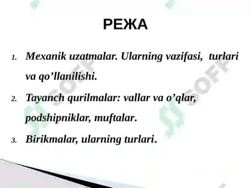 Mexanikuzatmalar, tayanchqurilmalar va birikmalar 2