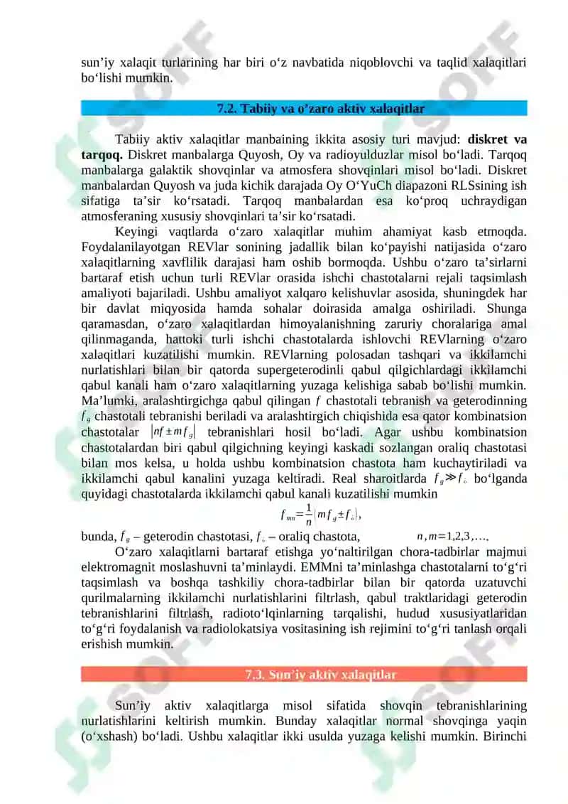 RADIOLOKATSIYA TIZIMLARIGA TA’SIR ETUVCHI XALAQITLAR 2