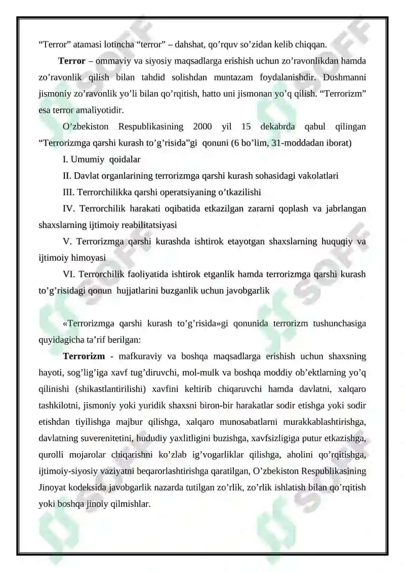 Terrorizm va aholi muhofazasi 2