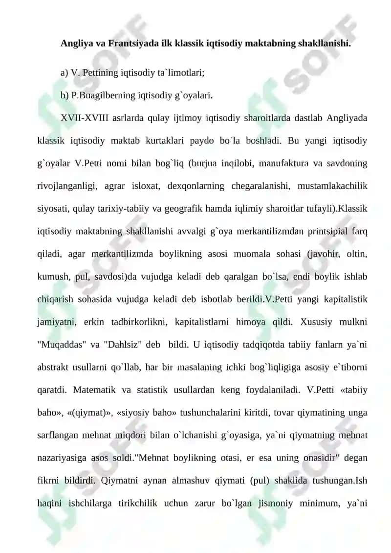 Yevropa mеrkantilizm va klassik iqtisodiy maktabning vujudga kelishi 2