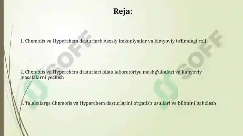 Chemofis va Hyperchem dasturlari 2
