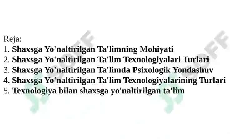 Shaxsga Yo'naltirilgan Ta'lim Texnologiyalari 2