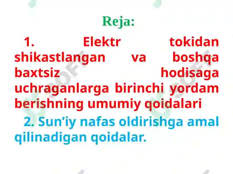 Elektr tokidan shikastlangan va boshqa baxtsiz hodisaga uchrashganlarga birinchi yordam berish qoidalari 2