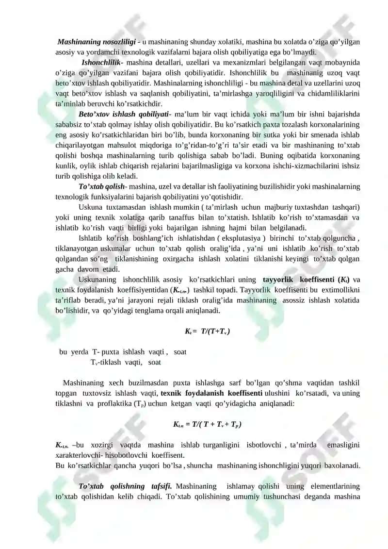 Uskunalarning ishonchliligi va chidamliligi 2