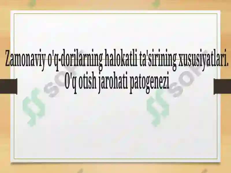 Zamonaviy o'q-dorilarning halokatli ta'sirining xususiyatlari 2