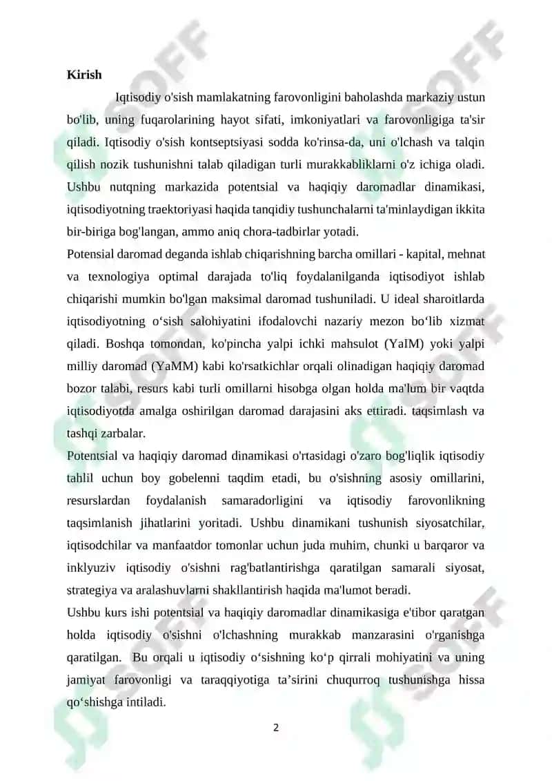IQTISODIY OʻSISH OʻLCHOVI: POTENSIAL VA HAQIQIY DAROMAD DINAMIKASI 2