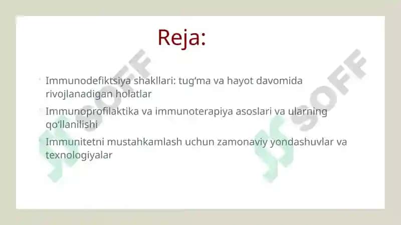 Immuntanqislik holatlari (tug‘ma, hayot davomidaorttirilgan). Immun profilaktika va immun terapiya 2