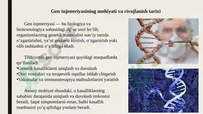 Gen injeneriyasi va uning meditsinadagi ahamiyati 2