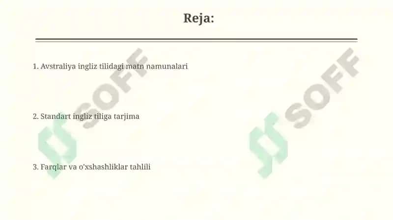 Avstraliya ingliz tilidagi matn namunalari 2