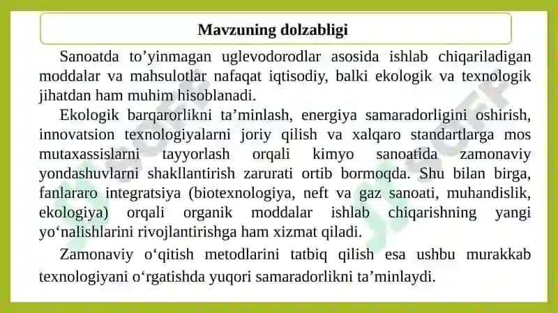 To‘yinmagan ug‘levodorodlar mavzusi 2