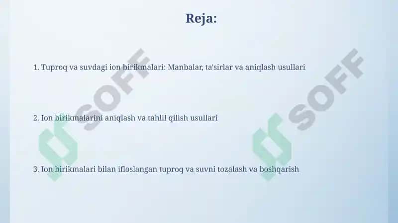 Ionik birikmalarning tuproq va suv ifloslanishidagi turlari va manbalari 2