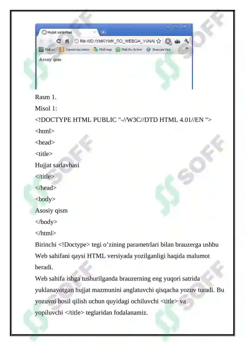HTML DASTIRIDA “MEN SHIFOKORMAN” PORTFOLIOSINI YARATISH 2