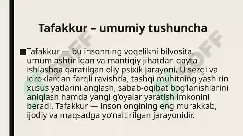 Taffakur aperatsiyalari, taffakur shakllari turlari 2