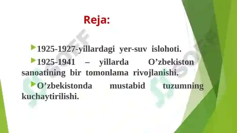 O’zbekistonning 1925-1941-yillardagi holatiga umumiy tasnif 2