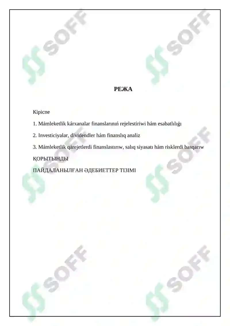 Mámleketlik kárxanalar hám shólkemlerdiń finansları 2