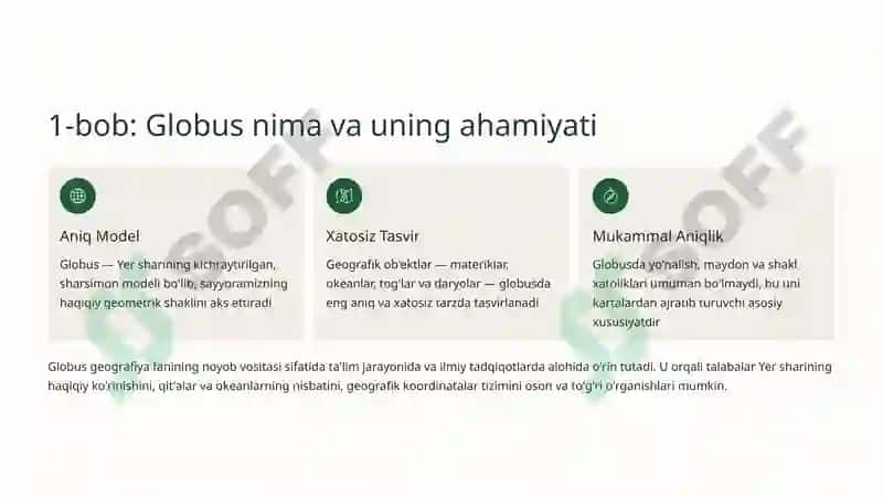 Globus va Kartashunoslik Fani: Yer Sharining Kichraytirilgan Modeli 2