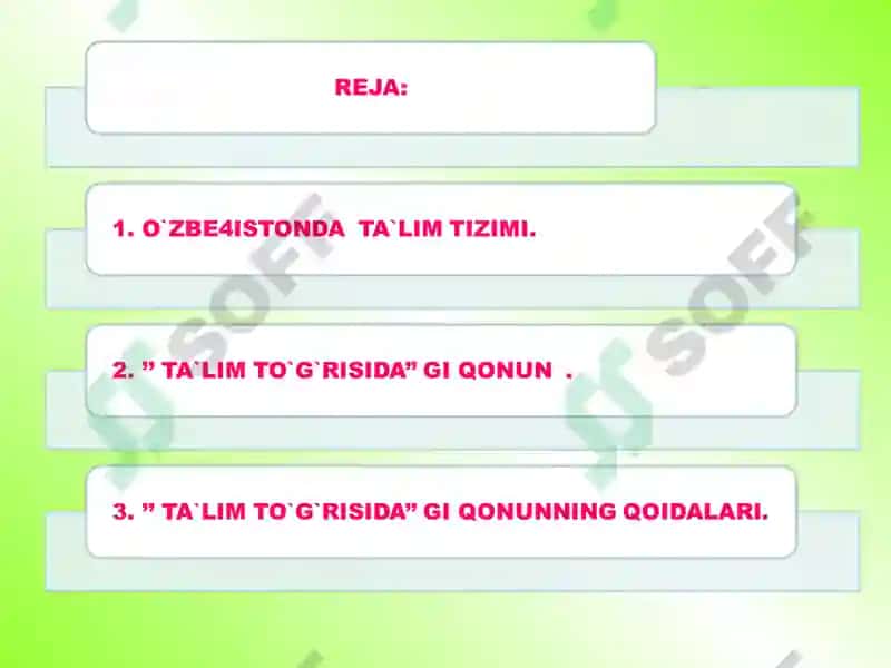 Ta'lim tizimi va ta’lim sohasidagi islohotlar 2