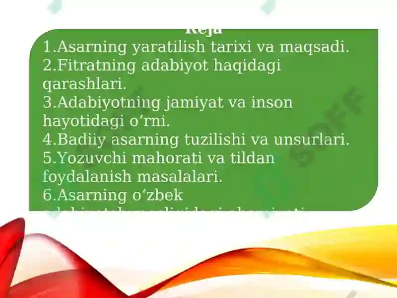 Fitratning "Adabiyot qoidalari" kitobi 2