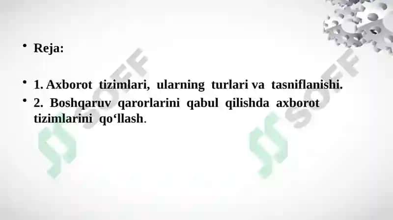 Axborot texnologiyalari tushunchasi va ularning turlari. Zamonaviy  axborot texnologiyalari va ularning jamiyat taraqqiyotidagi roli. 2